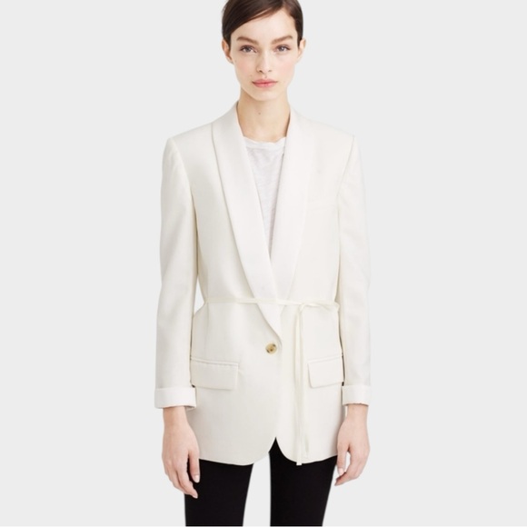 J. Crew Jackets & Blazers - J. CREW Cream Satin Trim Tuxedo Blazer with ribbon tie Size 4 Formal Menswear